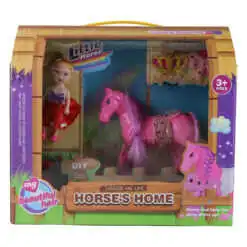 Set jucarie cu calut si papusa "Horse's Home"