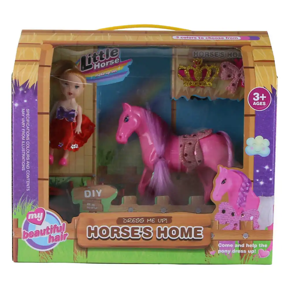 Set jucarie cu calut si papusa "Horse's Home"