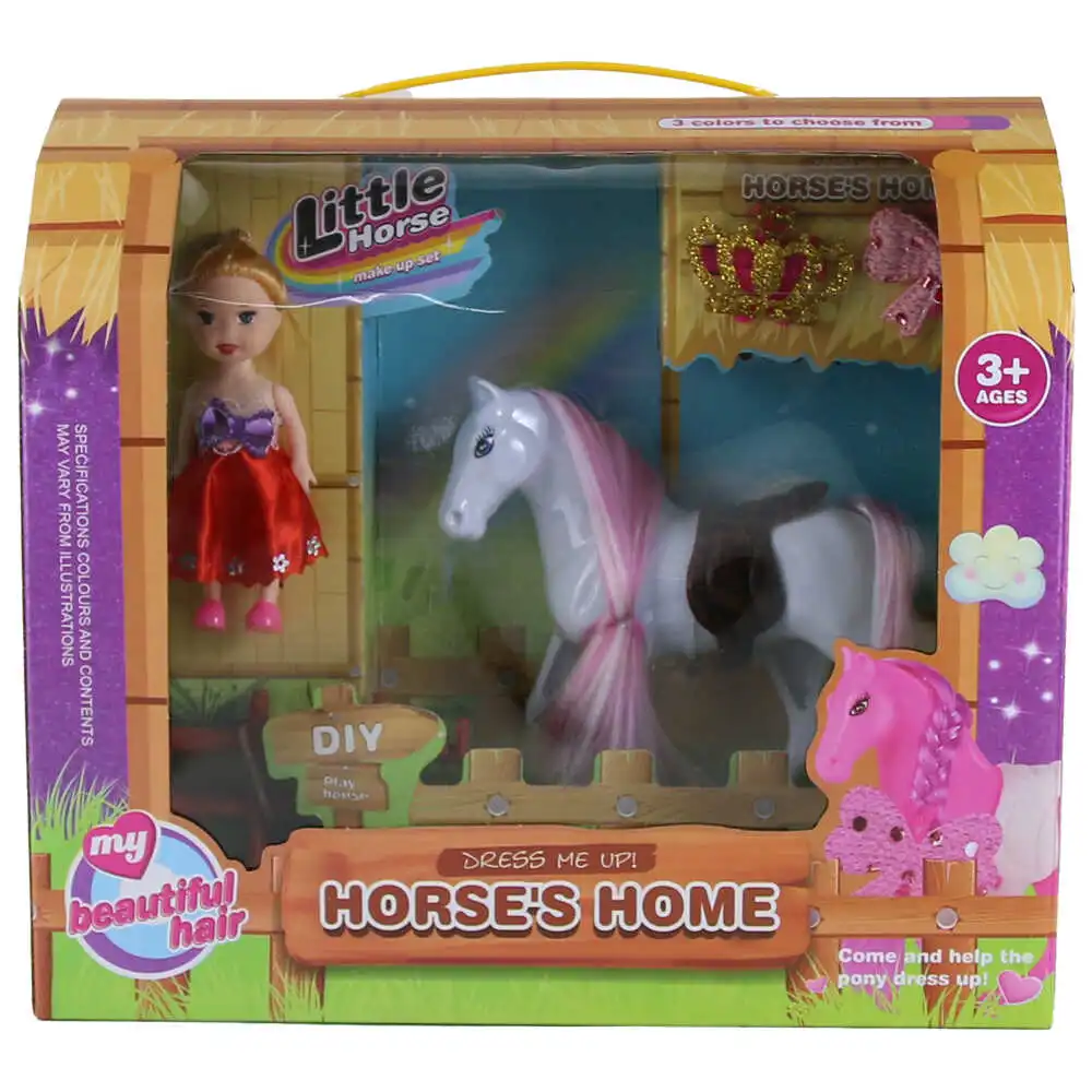Set jucarie cu calut si papusa "Horse's Home"
