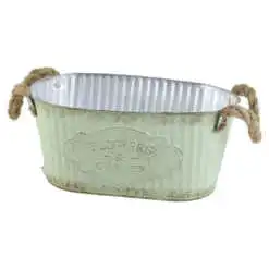 Ghiveci din metal cu manere din sfoara "Flowers & Garden" 24x14x11 CM