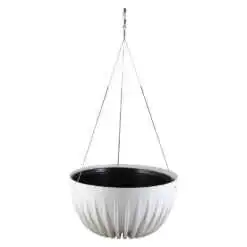 Ghiveci suspendat din plastic Mira crem