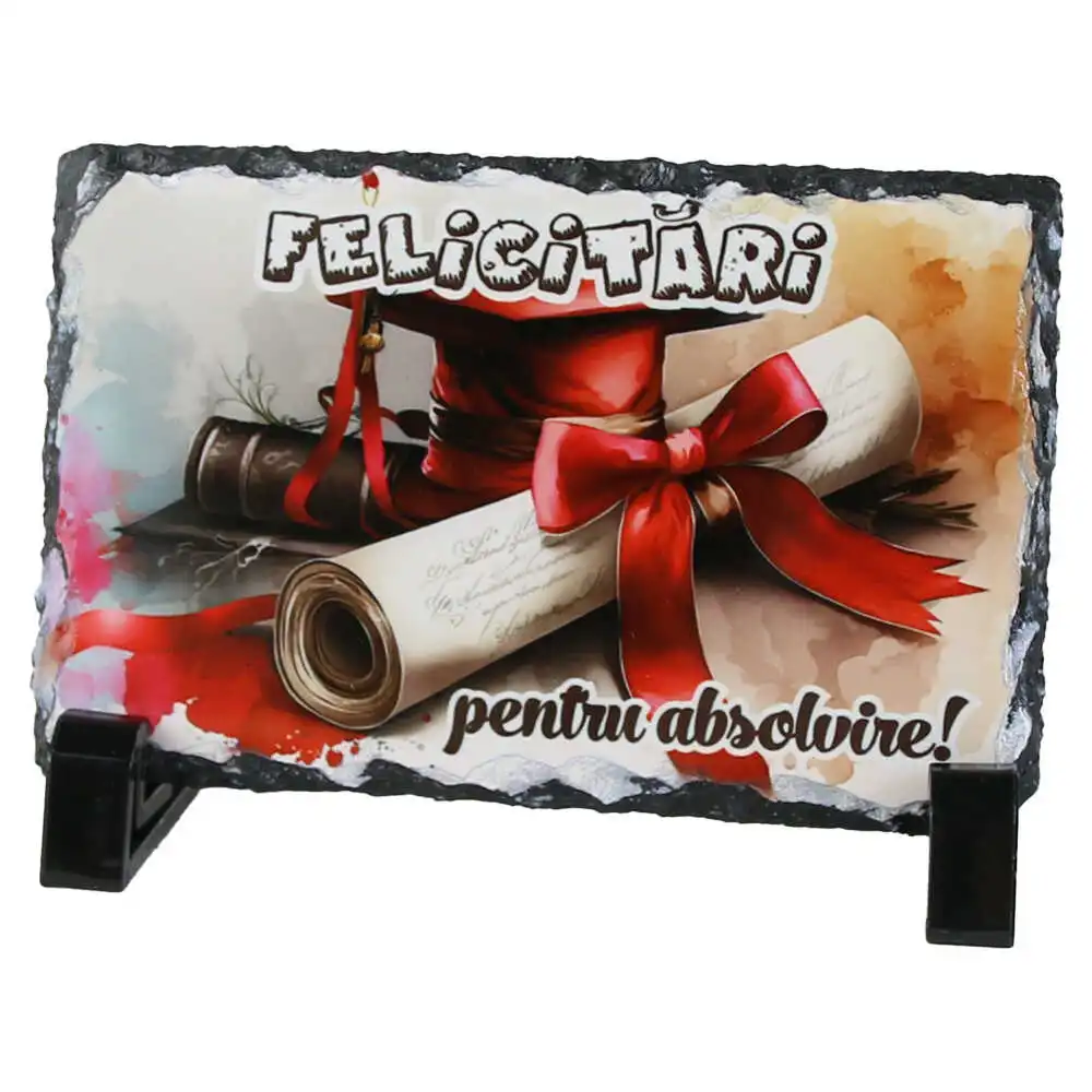 Placa ardezie "Felicitari pentru Absolvire" 14x9 CM