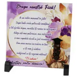 Placa decorativa "Draga noastra Fiica...Felicitari pentru absolvire!"