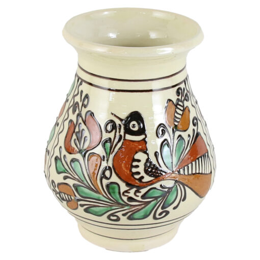 Vaza ceramica de Corund pictat cu motive traditionale