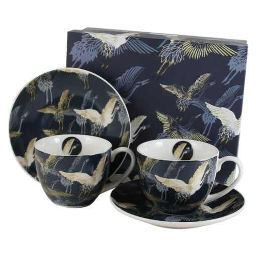 Set 2 cesti cu farfurii din portelan 270 ml "Cranes at night"