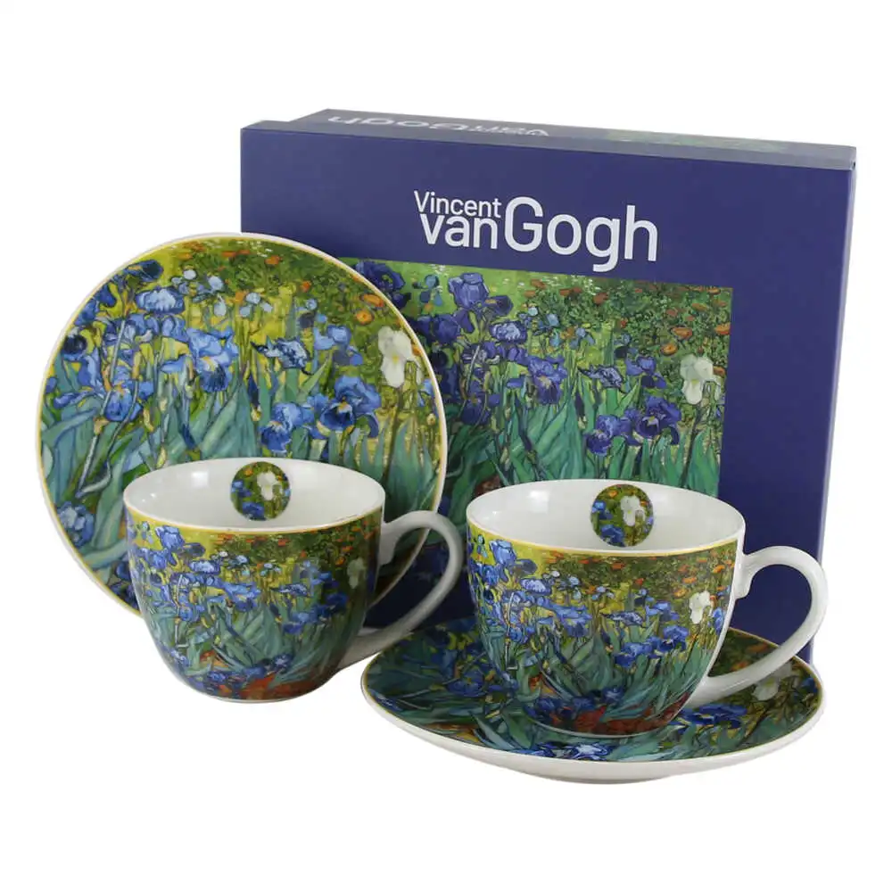 Set 2 cesti cu farfurii din portelan 270 ml "Irises"de V. van Gogh