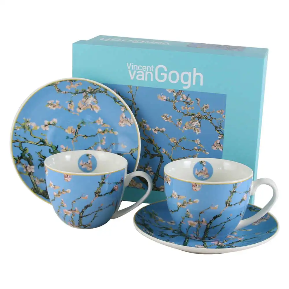 Set 2 cesti cu farfurii din portelan 270 ml "Almond Blossom"de V. van Gogh