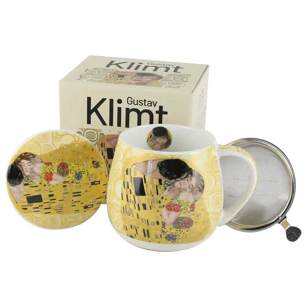 Cana portelan cu infuzor metalic si capac 430 ml