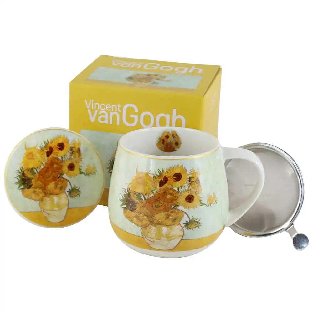Cana portelan cu infuzor metalic si capac 430 ml Cana portelan cu infuzor metalic si capac 430 ml