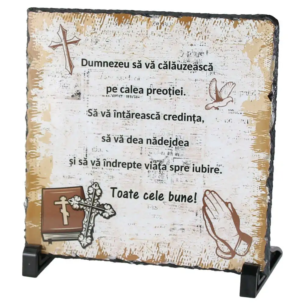 Placa ardezie "Dumnezeu sa va calauzeasca..." 19x19 CM Placa ardezie "Dumnezeu sa va calauzeasca..." 19x19 CM