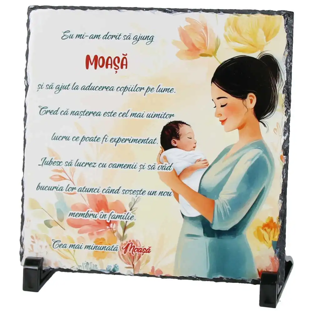 Placa ardezie "Cea mai minunata Moasa..." 19x19 CM