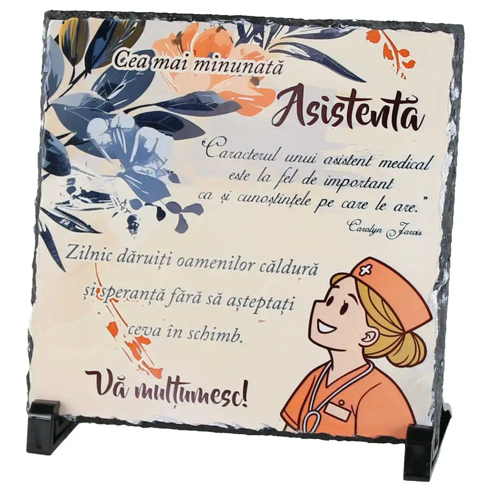 Placa ardezie "Cea mai minunata Asistenta..." 19x19 CM