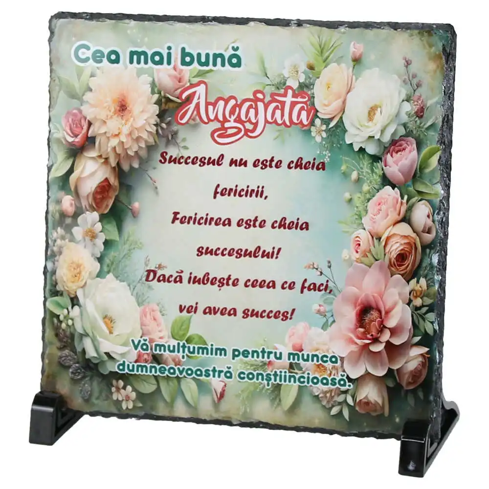 Placa ardezie "Cea mai buna Angajata..." 19x19 CM Placa ardezie "Cea mai buna Angajata..." 19x19 CM