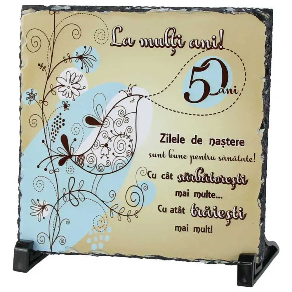 Placa ardezie "La multi ani 50..." 19x19 CM Placa ardezie "La multi ani 50..." 19x19 CM
