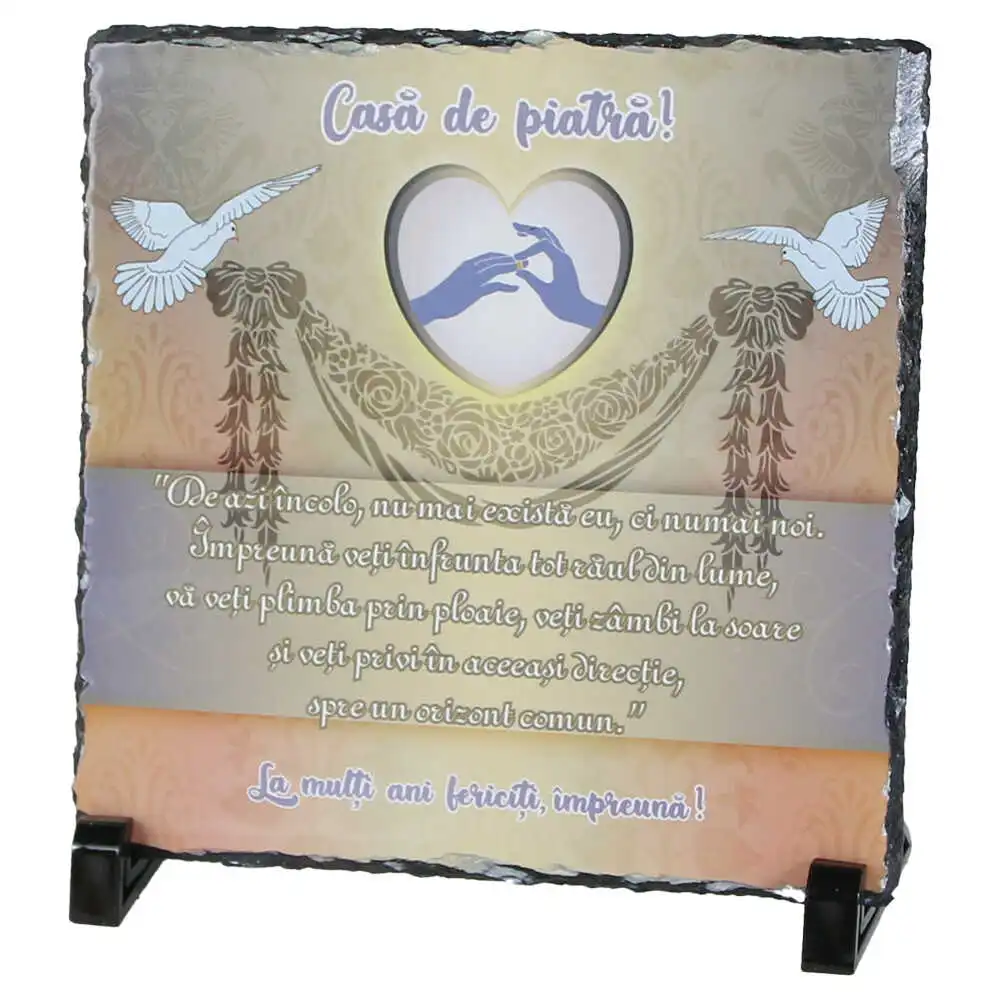 Placa ardezie "Casa de Piatra..." 19x19 CM