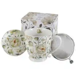 Cana portelan cu infuzor metalic si capac 510 ml