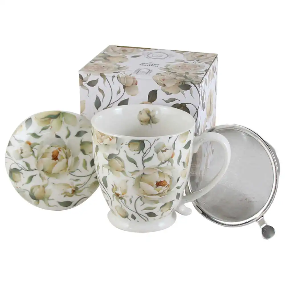 Cana portelan cu infuzor metalic si capac 510 ml Cana portelan cu infuzor metalic si capac 510 ml
