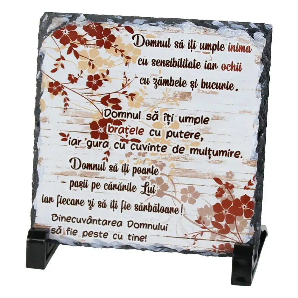 Placa ardezie "Binecuvantarea Domnului..." 14x14 CM Placa ardezie "Binecuvantarea Domnului..." 14x14 CM