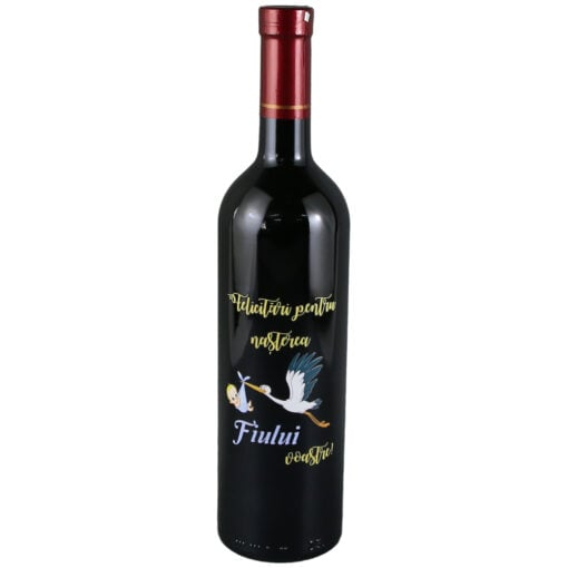 Vin rosu 750 ml "Felicitari pentru nasterea Fiului voastra"