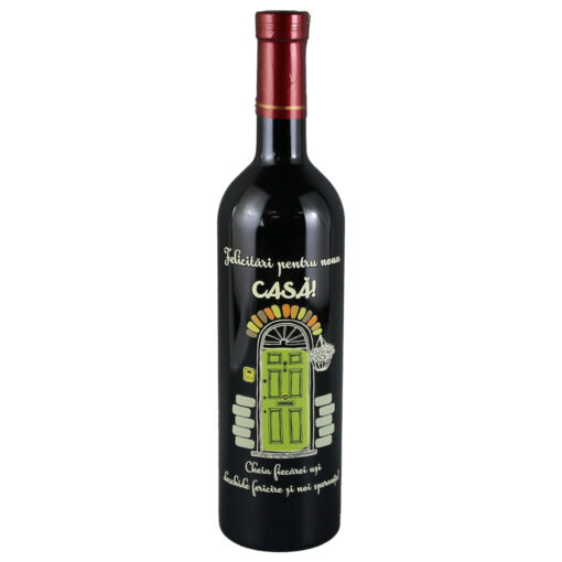Vin rosu 750 ml "Felicitari pentru noua casa!"