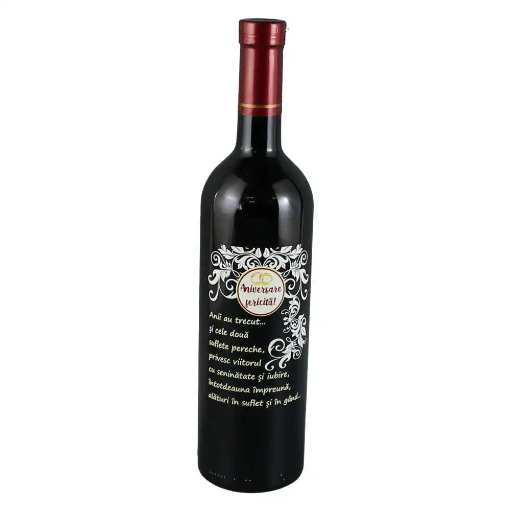 Vin rosu 750 ml "Aniversare fericita!" Vin rosu 750 ml "Aniversare fericita!"