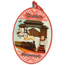 Decor perete oval din ceramica Romania 14 x 20 cm Maramures