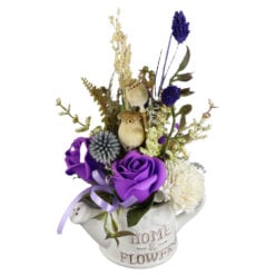 Aranjament floral cu plante uscate cu stropitoare ceramica 23 CM
