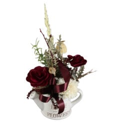 Aranjament floral cu plante uscate cu stropitoare ceramica 23 CM