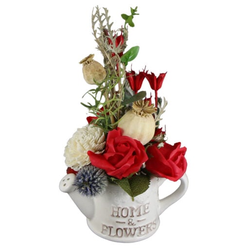 Aranjament floral cu plante uscate cu stropitoare ceramica 23 CM