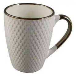 Cana ceramica 370 ml Crem cu auriu