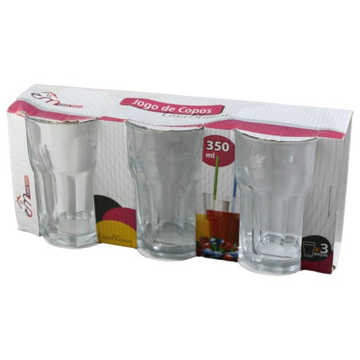 Set 3 pahare din sticla 350 ml