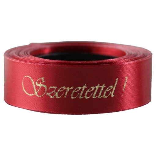 Banda satinata "Szeretettel" 15 mmx10 m