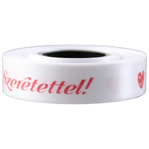 Banda satinata "Szeretettel" 15 mmx10 m