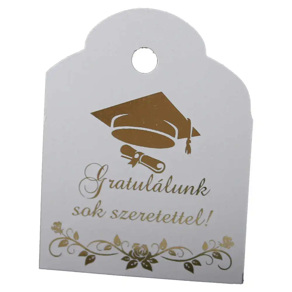 Set 10 etichete din hartie "Gratulalunk/Buszkek vagyunk rad!"