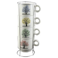 Set 4 cesti din ceramica cu suport metalic - Lavanda