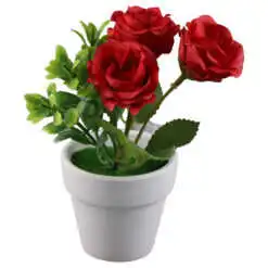 Trandafir artificial in ghiveci 15 CM