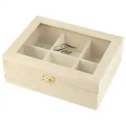 Cutie pentru plicuri de ceai din lemn si sticla 20 x 15 x 7 cm