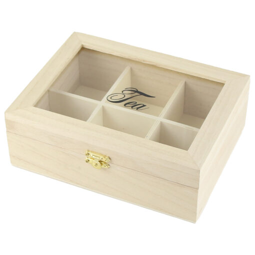 Cutie pentru plicuri de ceai 20x15x7 CM din lemn si sticla