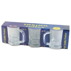 Set 3 cani din sticla Torino Coffee