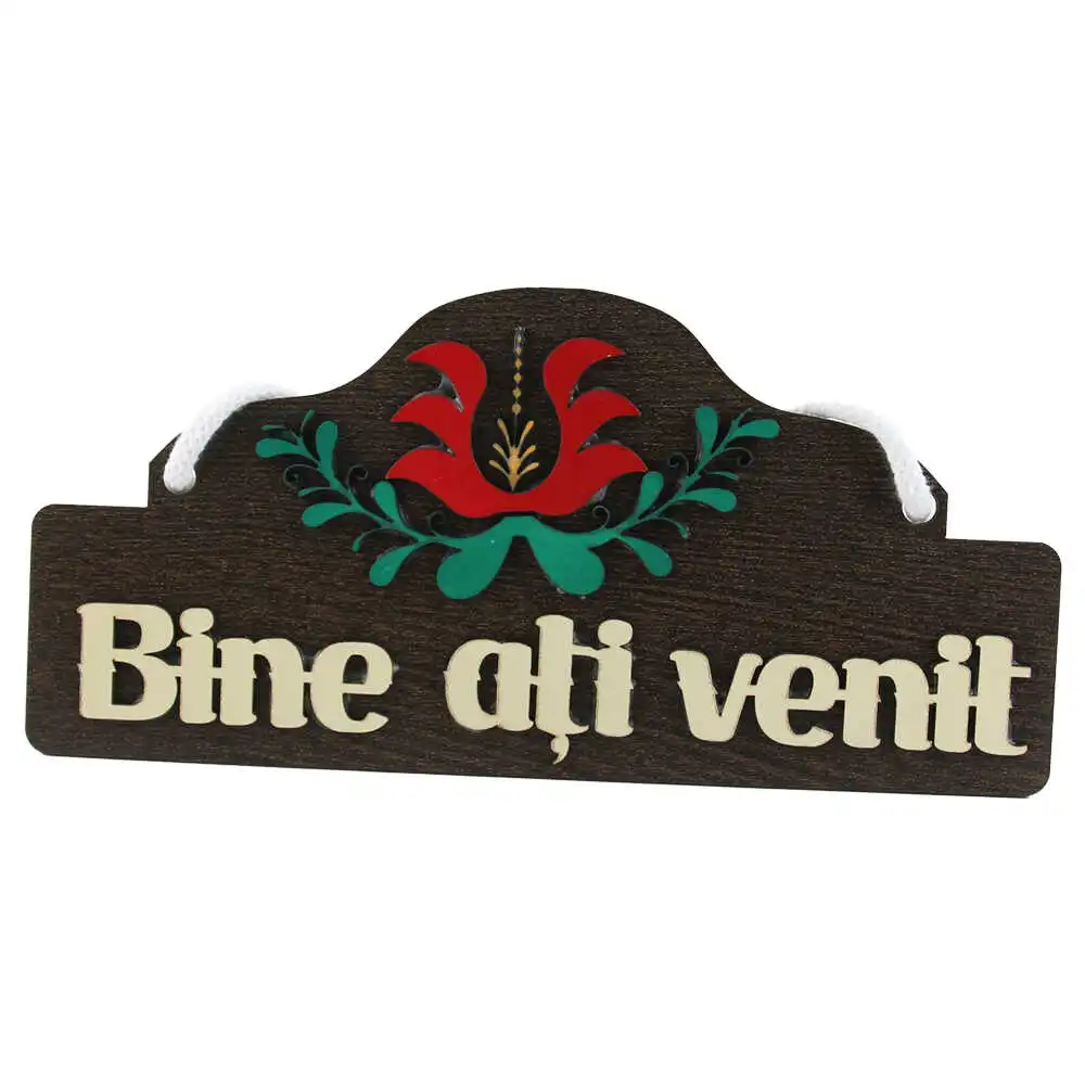Decor lemn "Bine ati venit" 25x12 CM Decor lemn "Bine ati venit" 25x12 CM