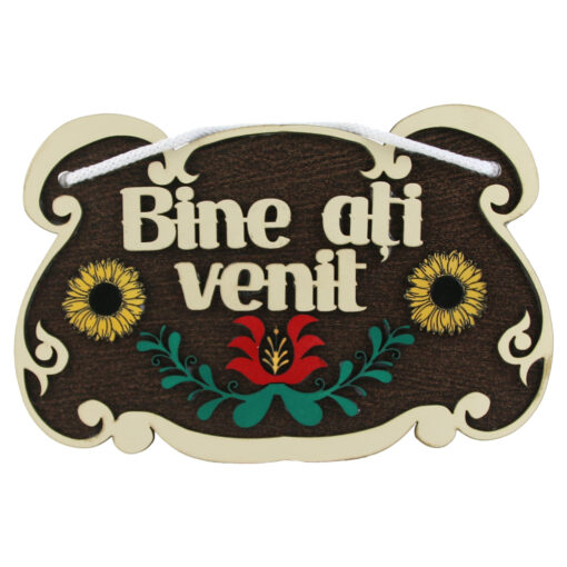 Decor lemn "Bine ati venit" 24x15 CM