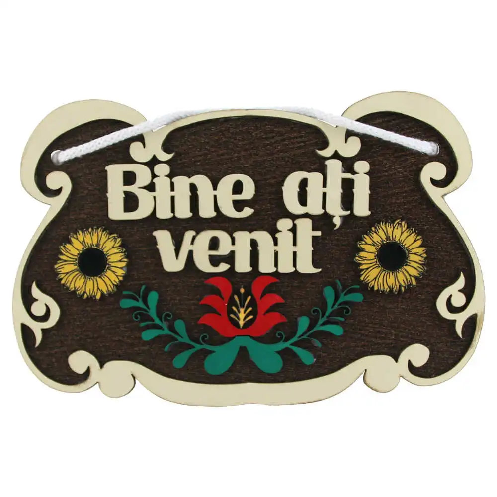 Decor lemn "Bine ati venit" 24x15 CM