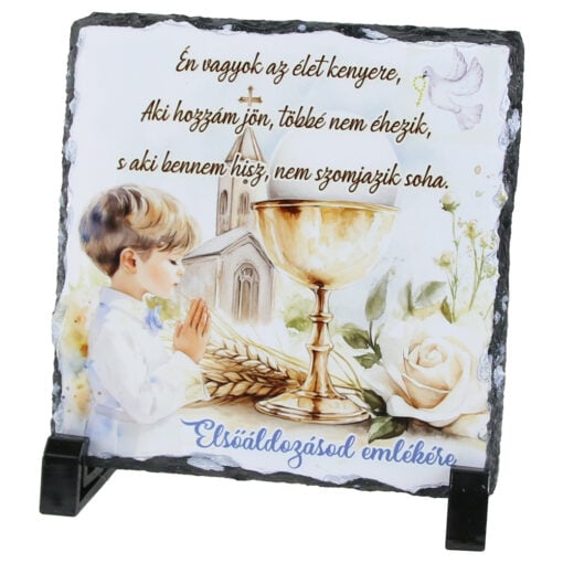Placa ardezie "Elsoaldozasod emlekere" 14x14 CM