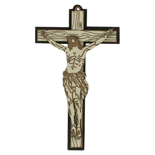 Cruce de perete din lemn cu Isus 13x20 CM