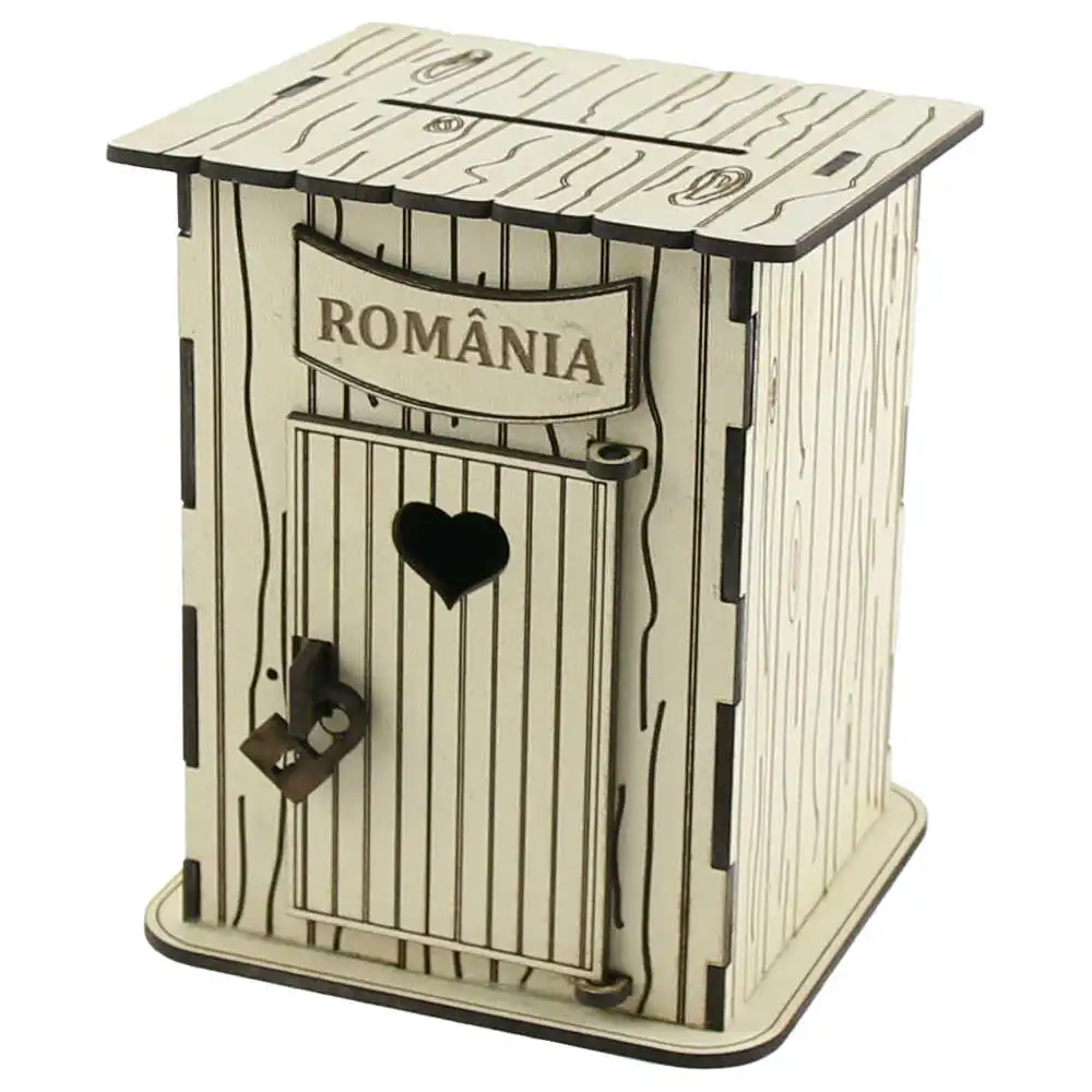 Pusculita din lemn "Romania" 10.5x13.5 CM Pusculita din lemn "Romania" 10.5x13.5 CM