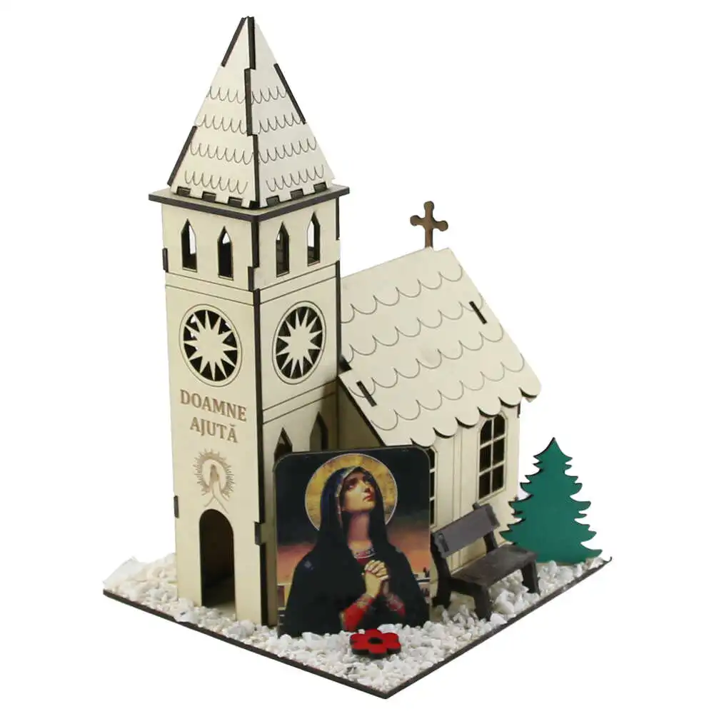 Decor lemn Biserica "Doamne Ajuta"15x24 CM Decor lemn Biserica "Doamne Ajuta"15x24 CM