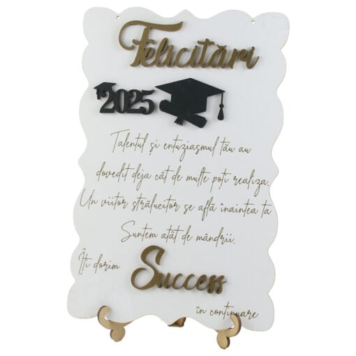 Decor din lemn mdf "Felicitari pentru Absolvire" 19x28 CM