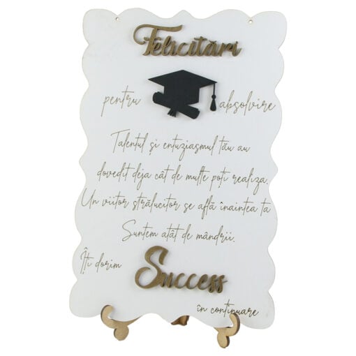 Decor din lemn mdf "Felicitari pentru Absolvire" 19x28 CM