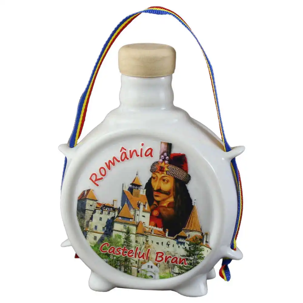 Plosca din ceramica "Romania/Castelul Bran" Plosca din ceramica "Romania/Castelul Bran"