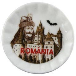 Magnet din ceramica tip farfurie 5 CM "Romania/Castelul Bran"